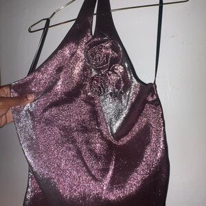 AREA Sparkling Pink Halter Top